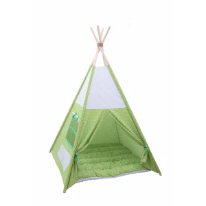 Cort teepee + saltea Green Stars