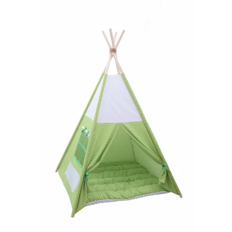 Cort teepee + saltea Green Stars