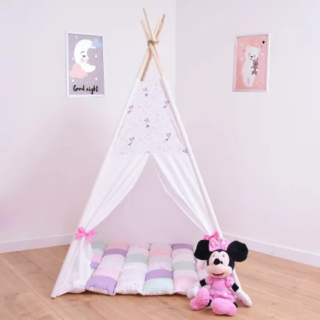 Cort teepee + saltea Minnie Mouse Pink