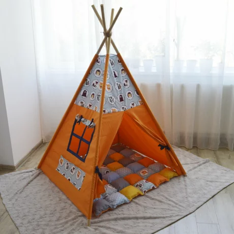 Cort teepee + saltea Orange Zoo